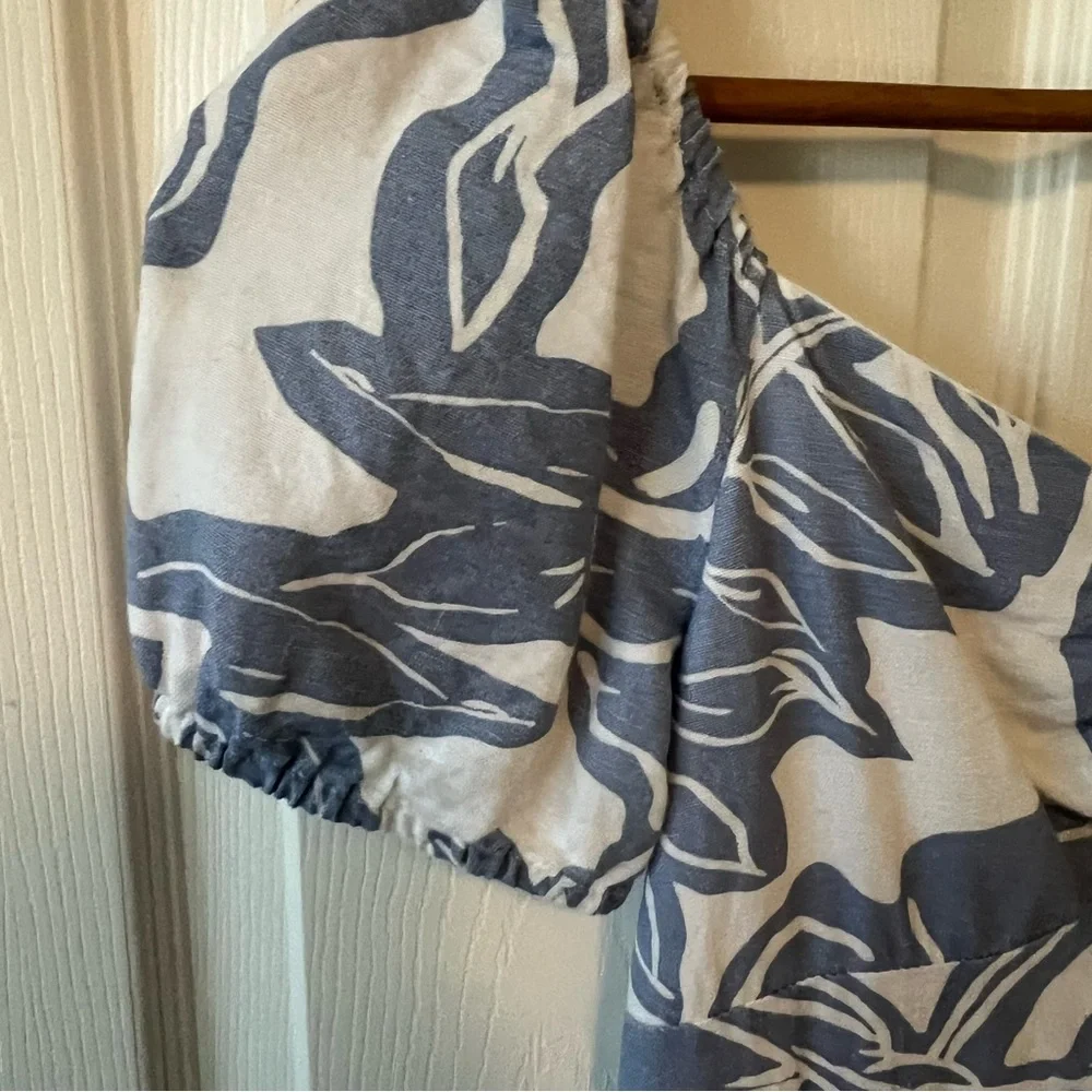 Jessica Simpson cotton linen Blue and White floral Midi Dress women’s size XS - Picture 6 of 7